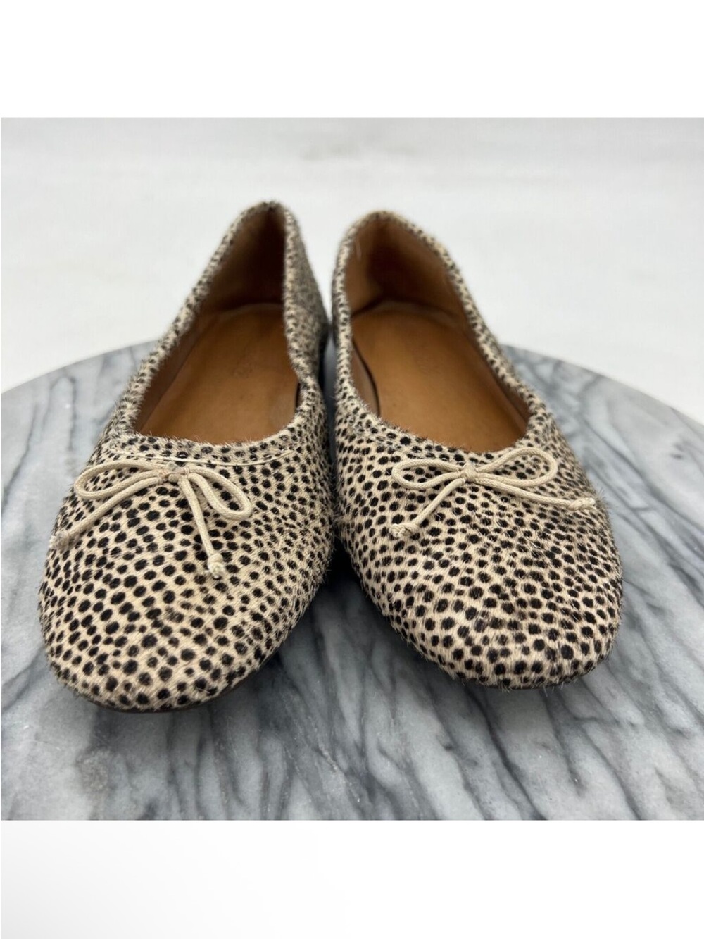 Madewell Womens 6.5 Ballet Flats Adelle Wee Bows Polka Dot Calf Hair Fur Shoes
